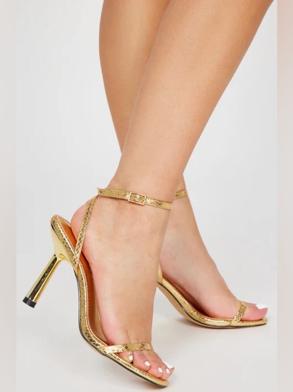 Gold Ankle-Strap Heels